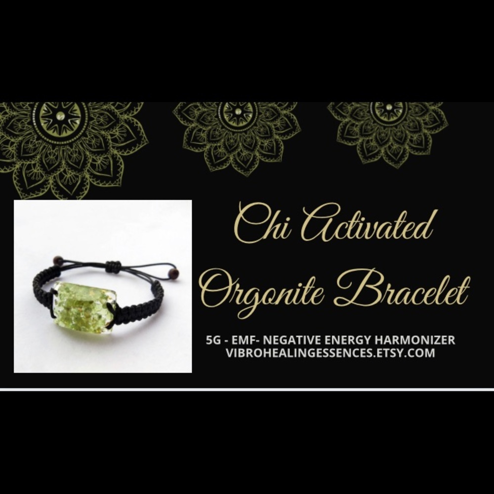 PERIDOT ORGONITE BLACELET.EMF 5G HARMONIZER
